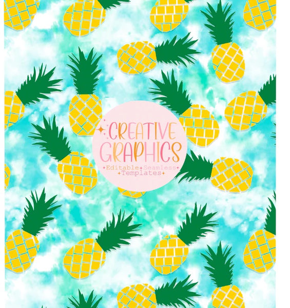 Pineapples on Blue - Creative Graphics