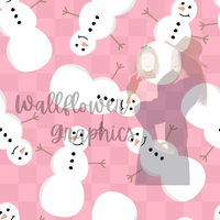 Pink Check Snowmen- Wallflower