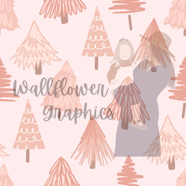 Sketchy Pink Trees- Wallflower