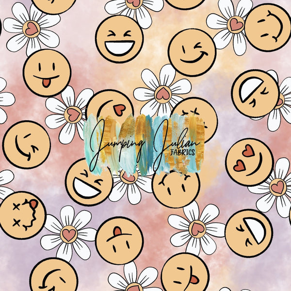 *IN-HOUSE* Smiley Faces & Floral on Watercolor